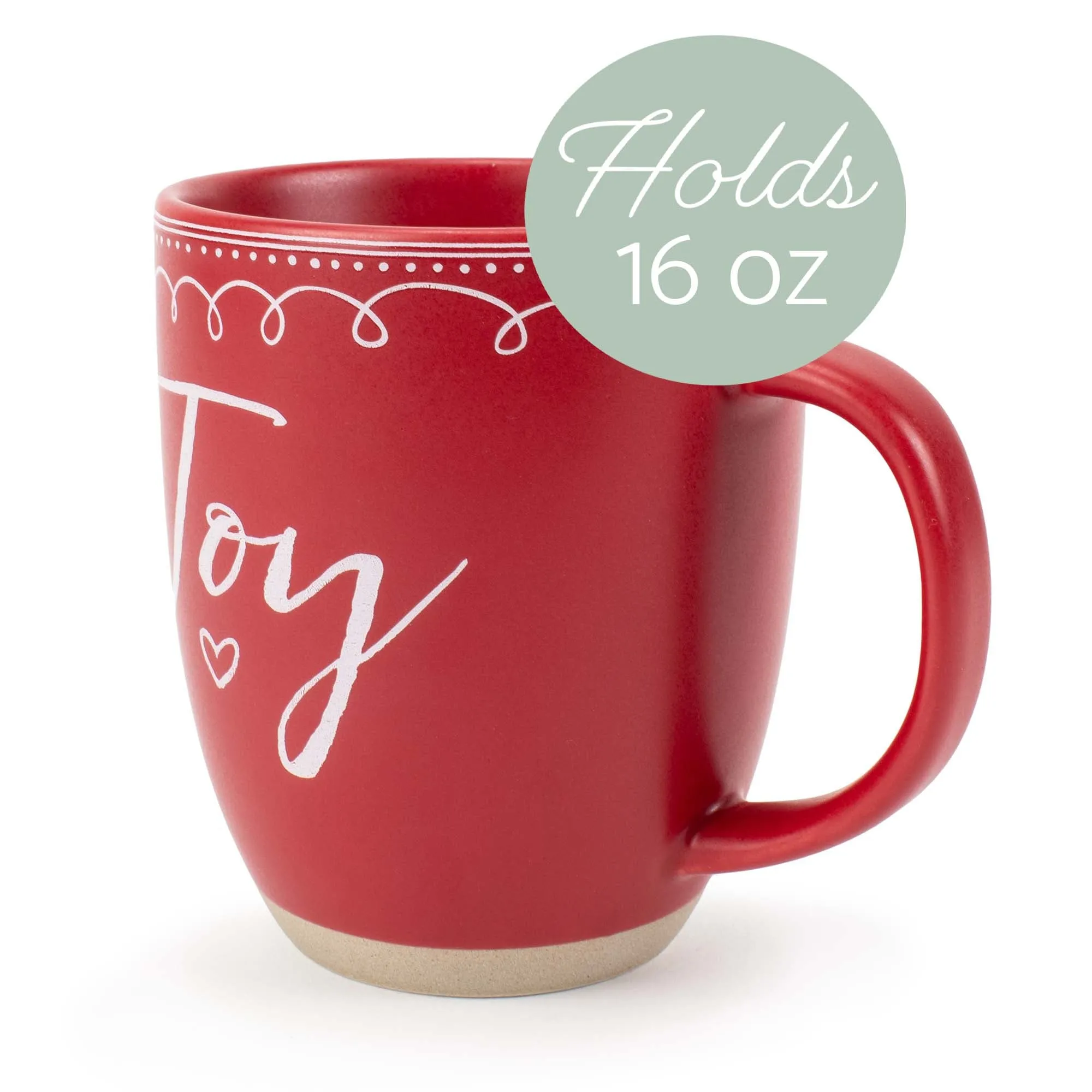 Elanze Designs Joy Raw Clay Bottom Red 13 ounce Ceramic Christmas Coffee Mugs Set of 4