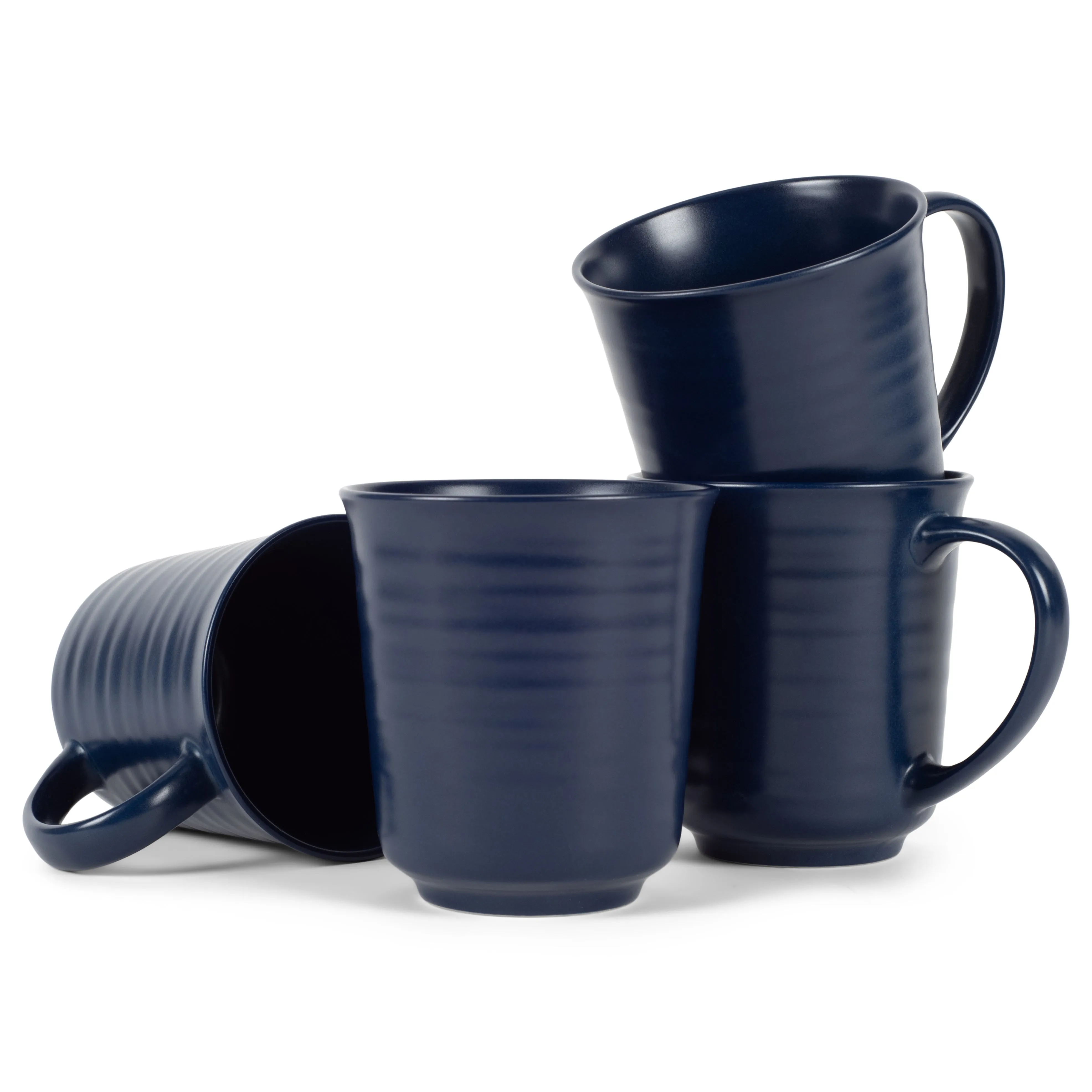 Elanze Designs Navy Blue Matte Glaze Finish 17 ounce Stoneware Coffee Cup Mugs Set of 4