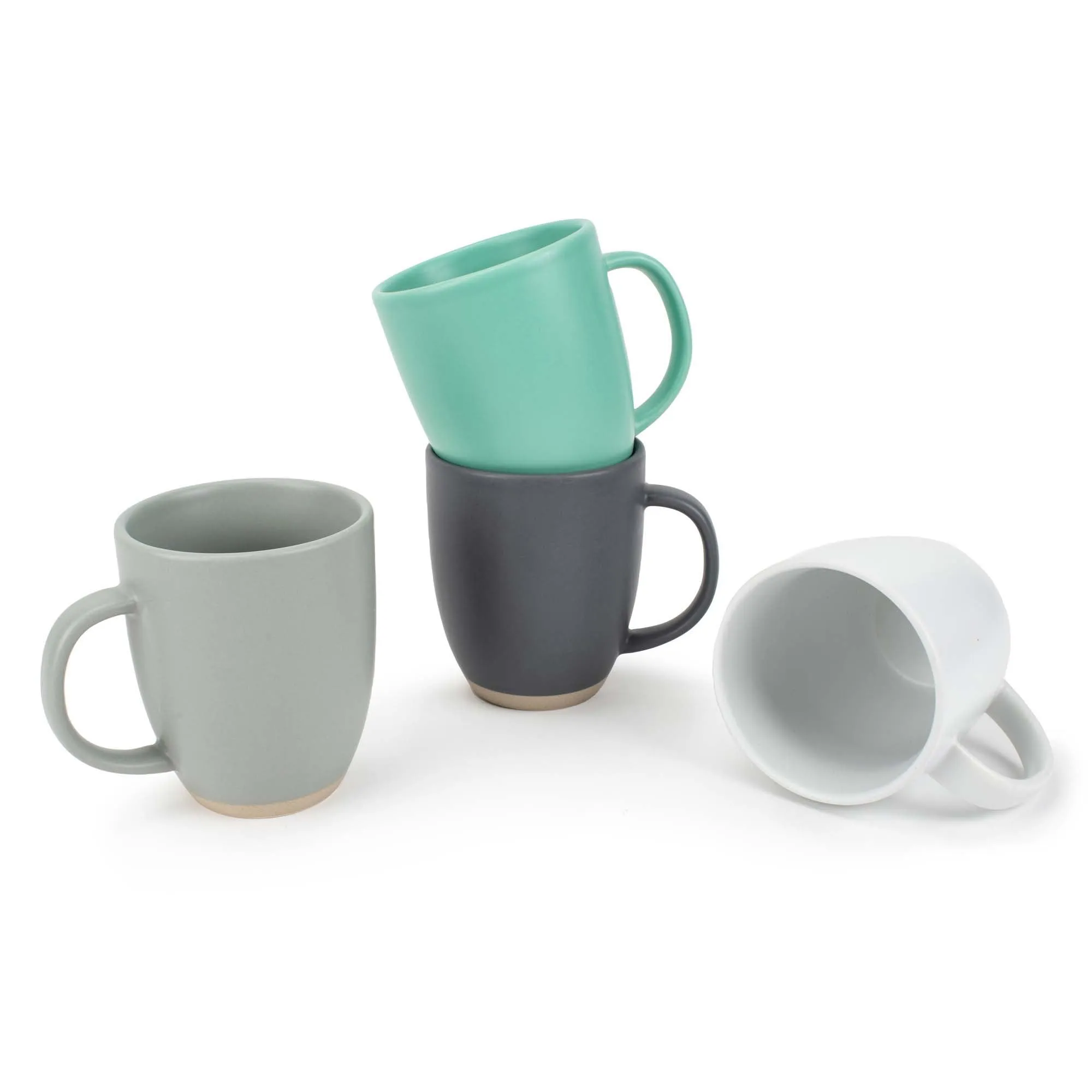 Elanze Designs Raw Clay Bottom Cool Assorted 13 ounce Ceramic Coffee Mugs Set of 4