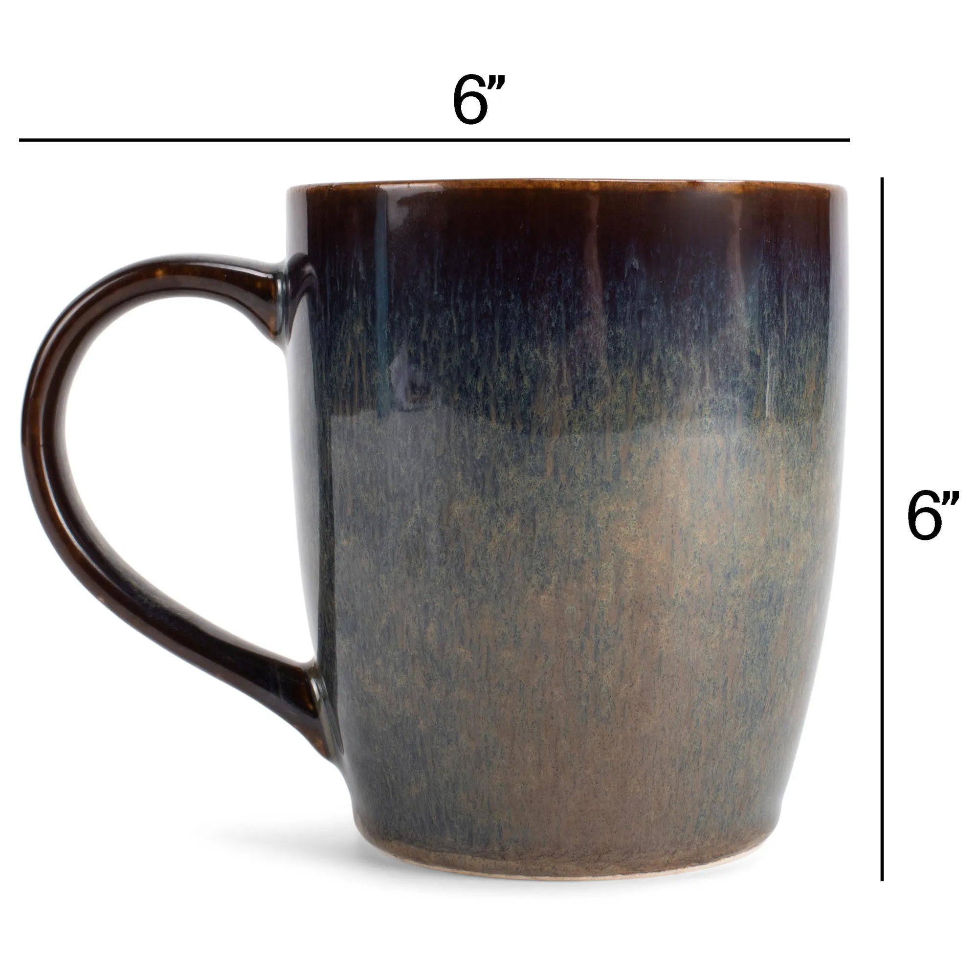 Elanze Designs Reactive 17 ounce Ceramic Curved Body Mugs Set of 4, Cascade Brown