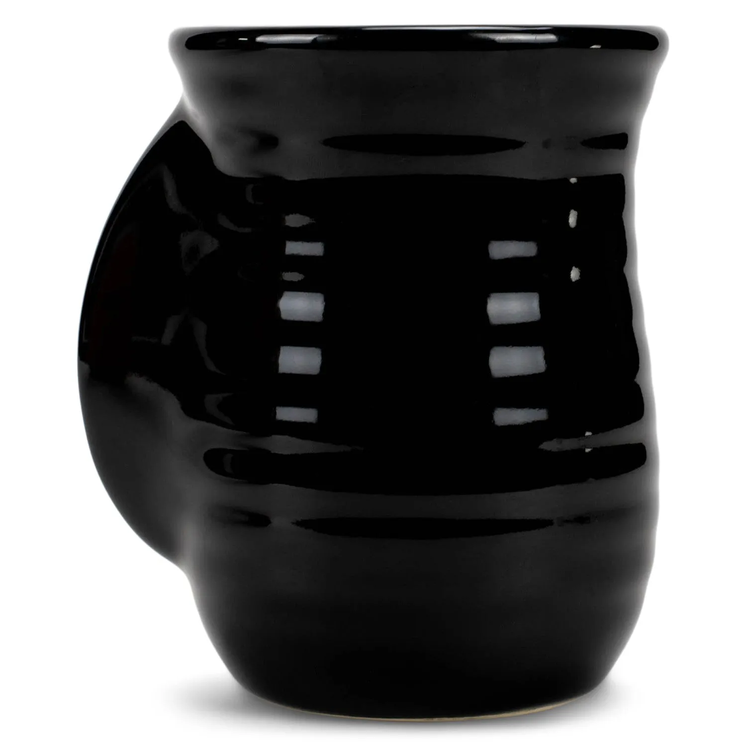 Elanze Designs Ribbed Solid Black 14 ounce Ceramic Handwarmer Mug