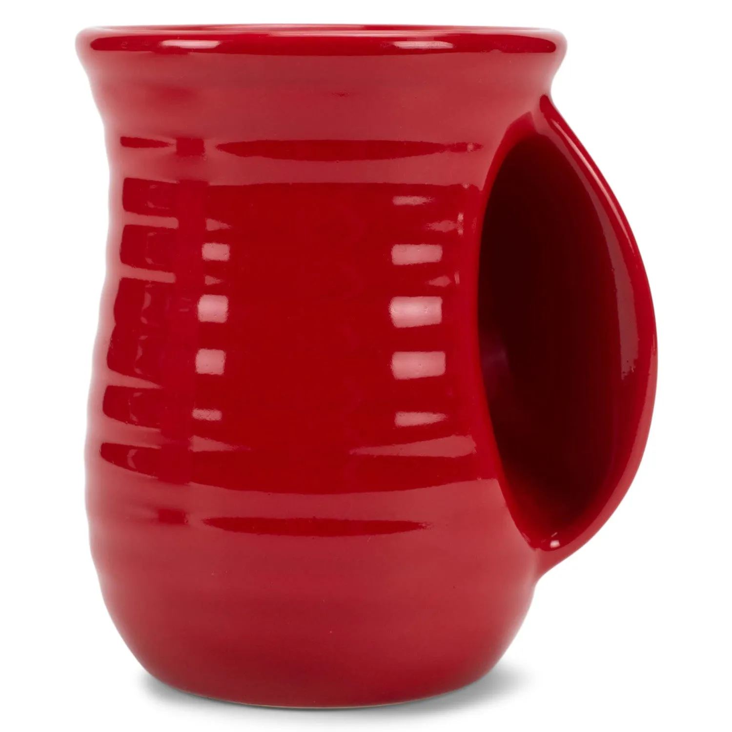 Elanze Designs Ribbed Solid Christmas Red 14 ounce Ceramic Handwarmer Mug