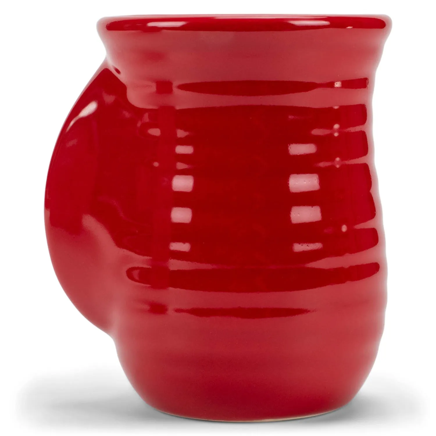 Elanze Designs Ribbed Solid Christmas Red 14 ounce Ceramic Handwarmer Mug