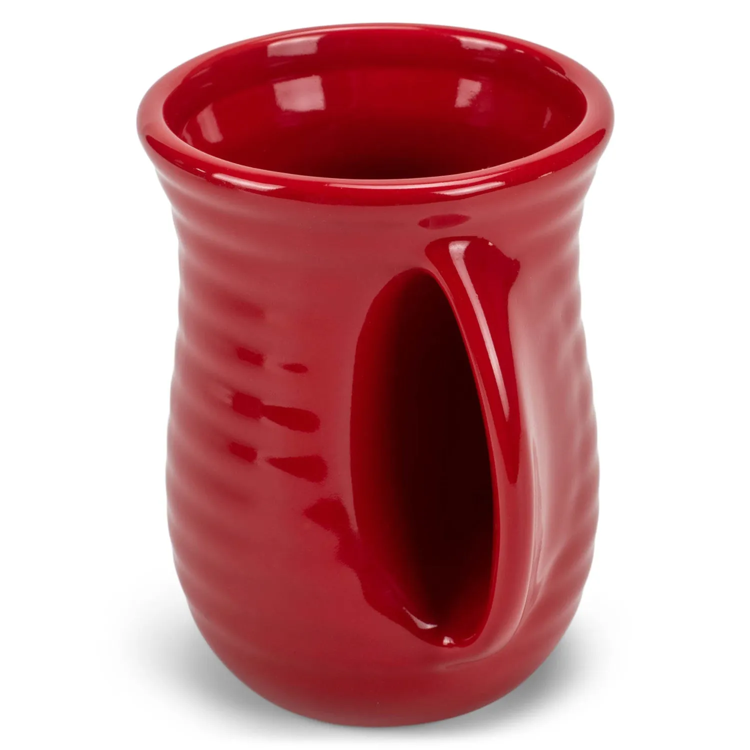 Elanze Designs Ribbed Solid Christmas Red 14 ounce Ceramic Handwarmer Mug