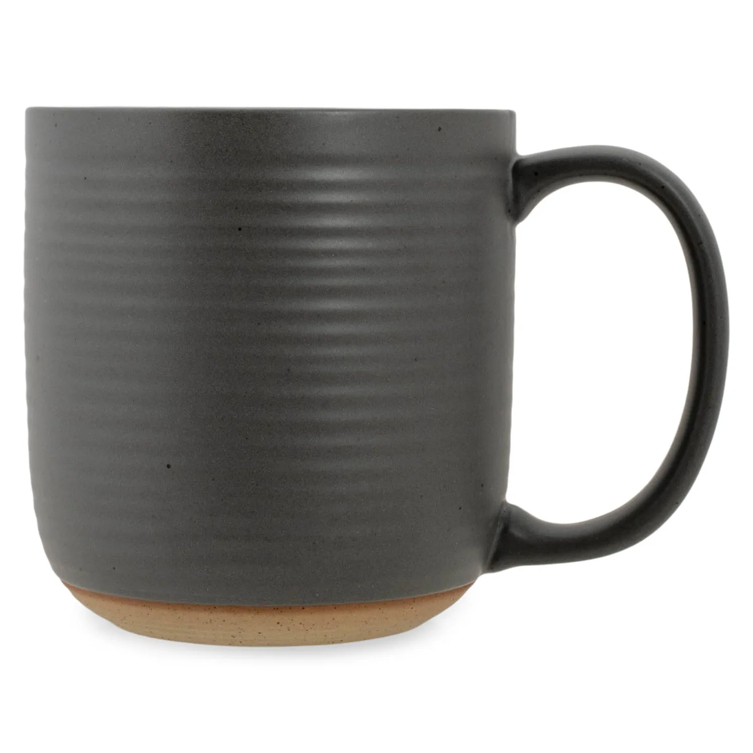 Elanze Designs Ribbed Solid Grey 13 ounce Ceramic Coffee Mugs Pack of 4