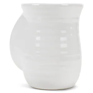 Elanze Designs Ribbed Solid White 14 ounce Ceramic Handwarmer Mug