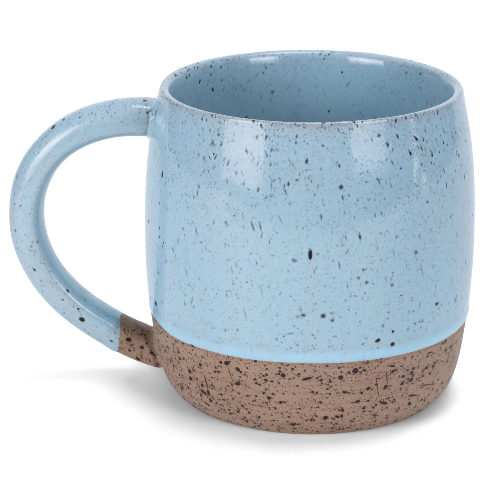 Elanze Designs Speckled Raw Bottom 17 ounce Ceramic Mugs Pack of 4, Ice Blue