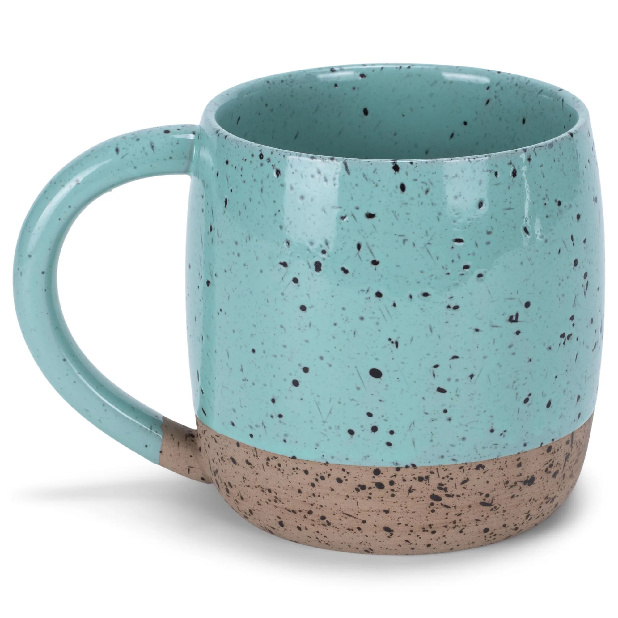 Elanze Designs Speckled Raw Bottom 17 ounce Ceramic Mugs Pack of 4, Mint Green