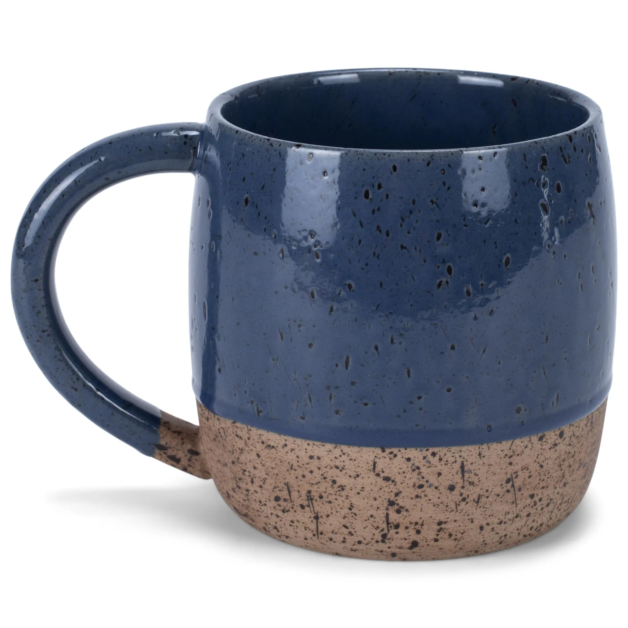 Elanze Designs Speckled Raw Bottom 17 ounce Ceramic Mugs Pack of 4, Navy Blue