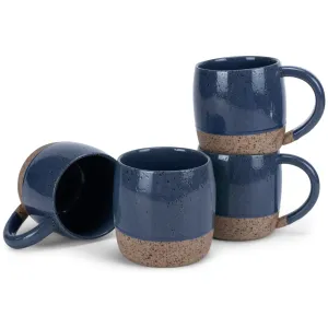 Elanze Designs Speckled Raw Bottom 17 ounce Ceramic Mugs Pack of 4, Navy Blue