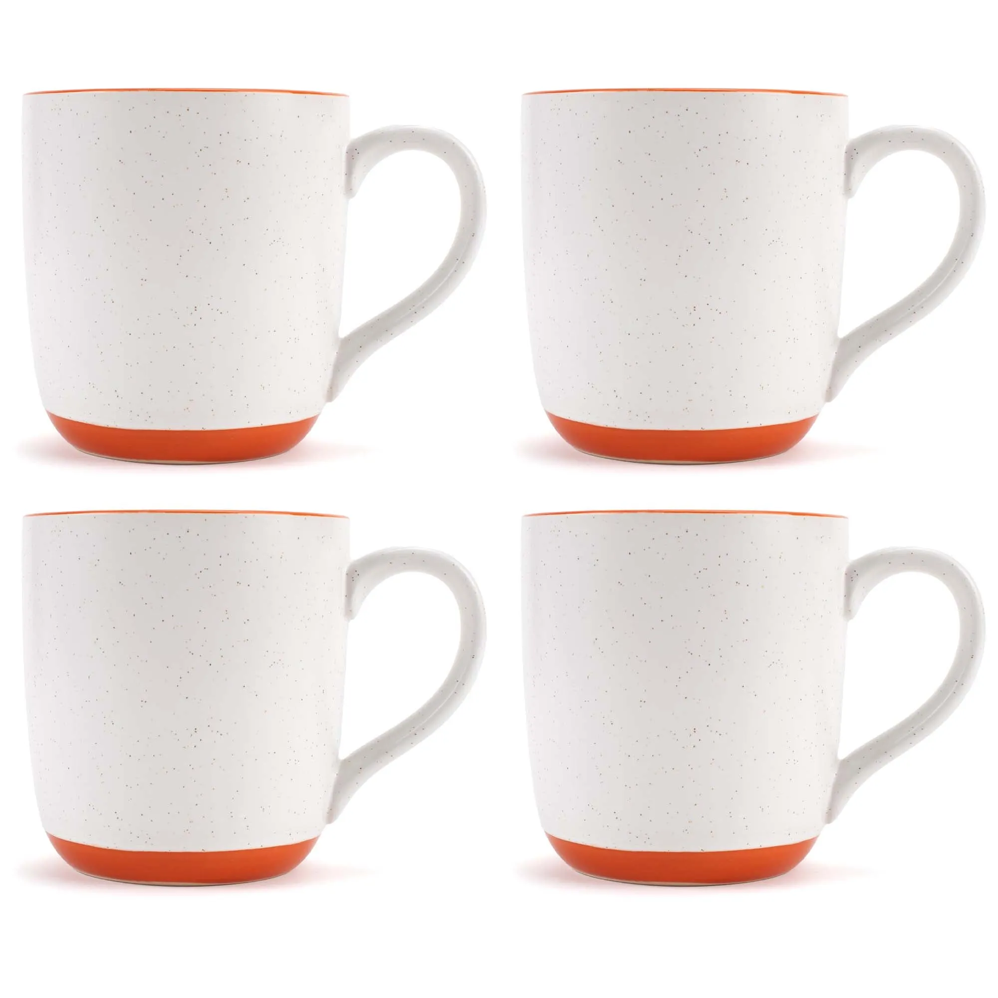 Elanze Designs Typewriter Speckled Orange 13 ounce Ceramic Coffee Mugs Set of 4