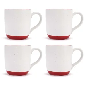 Elanze Designs Typewriter Speckled Red 13 ounce Ceramic Coffee Mugs Set of 4