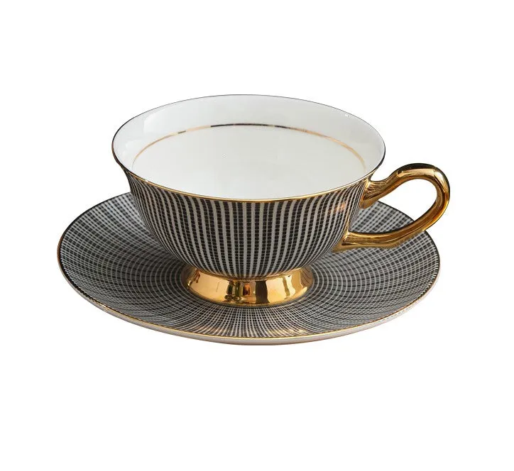 Elegant Ceramic Cups, Unique Modern Coffee Cup and Saucer, Creative Bone China Porcelain Tea Cup Set, Beautiful British Tea Cups