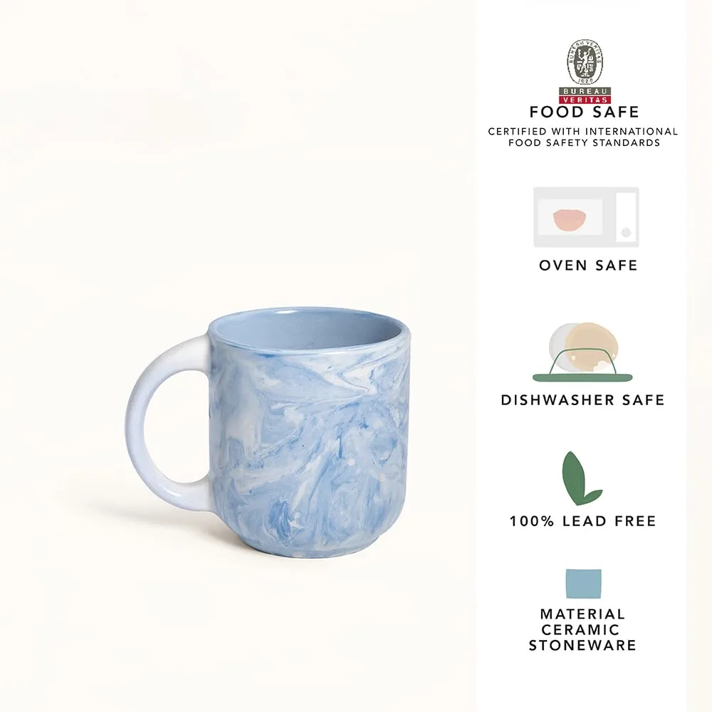 Ellementry The Earth Ceramic Mug (250 ML) | Mug for Coffee, Tea and Milk | Microwave Safe Cup | Cofee Mug for Office, Home and Travel | Chip Resistant | Birthday Gift (Pack of 2)