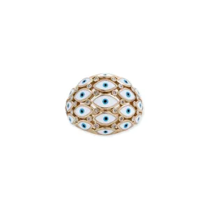 ENAMEL EYE AND DIAMOND DOME RING