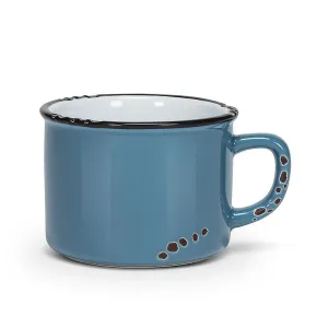 Enamel Look Cappuccino Mug - Denim Blue