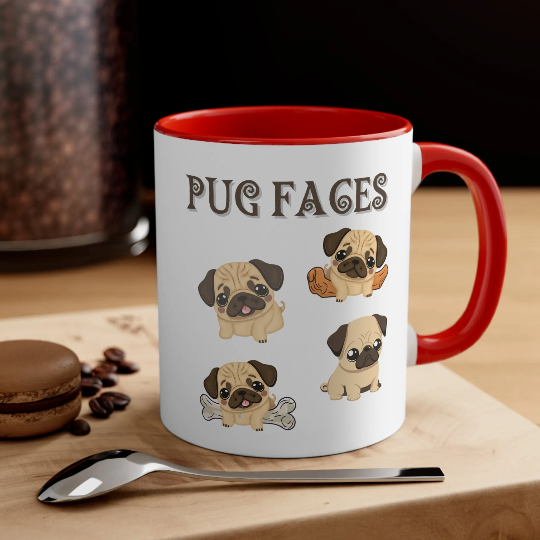 Enjoy this Custom Coffee Mug with Cute Pug Faces comes in  Multi-Colors 11 oz Gifts for Her, Dog lover gifts, dog mug