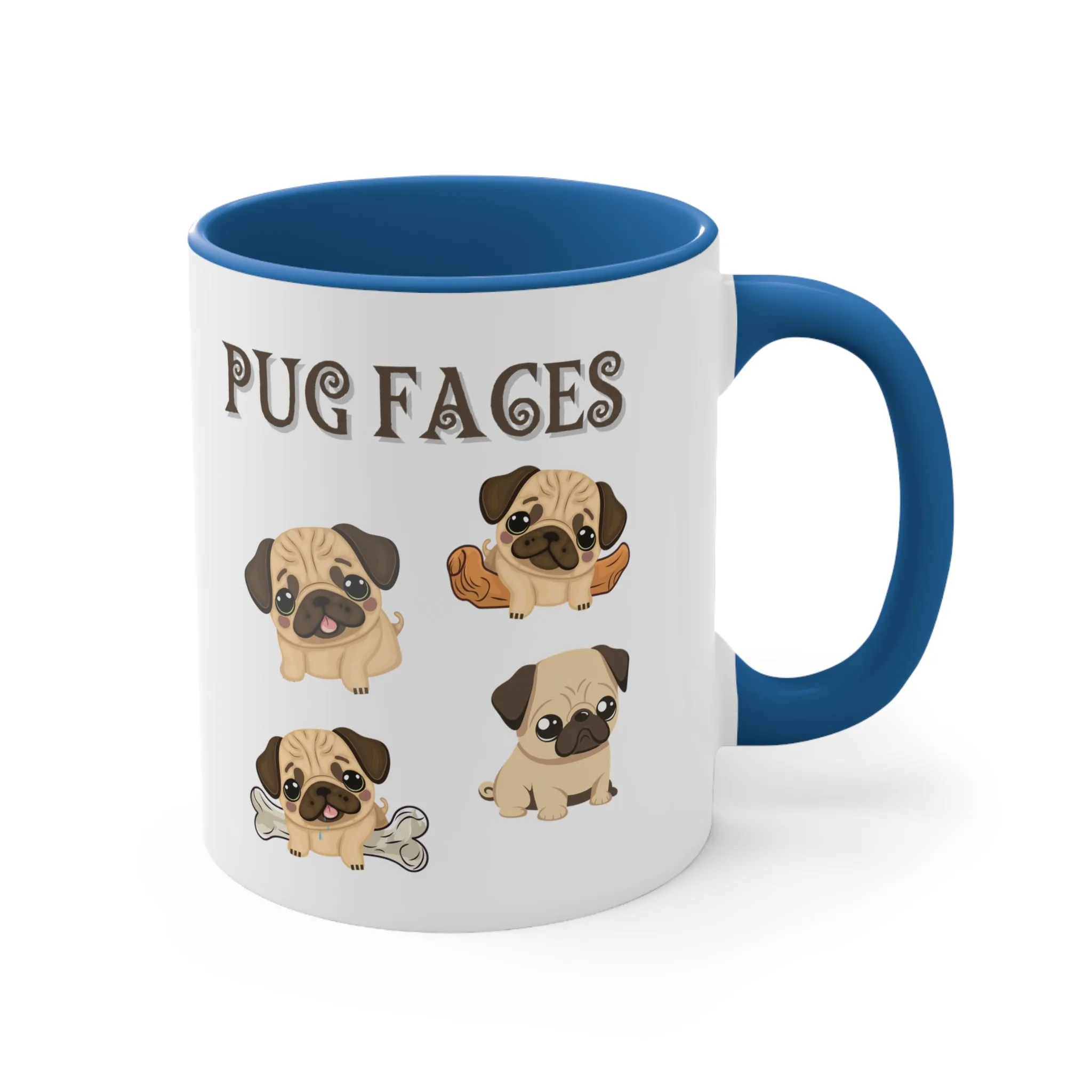 Enjoy this Custom Coffee Mug with Cute Pug Faces comes in  Multi-Colors 11 oz Gifts for Her, Dog lover gifts, dog mug