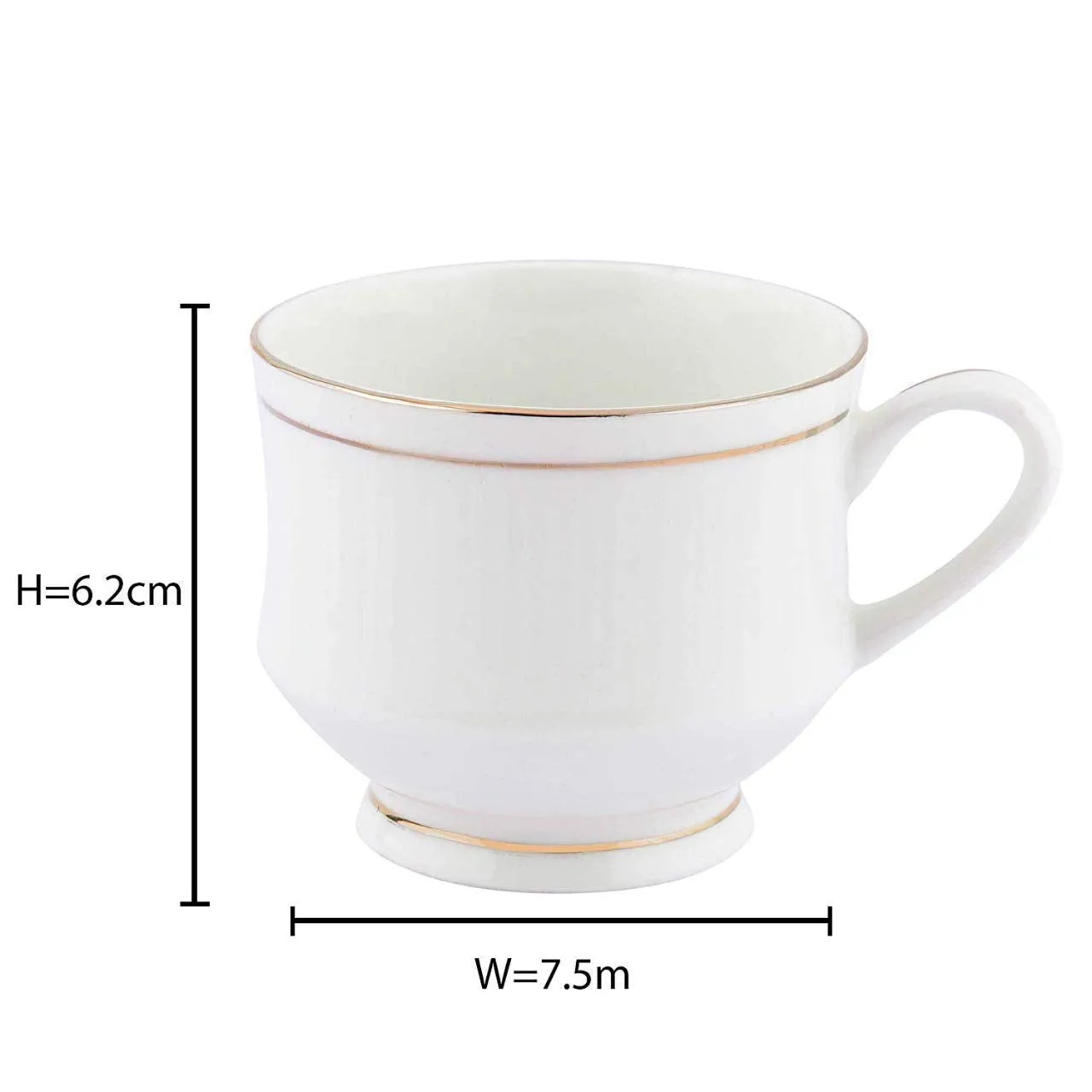 EZRA Bone China Cup Set with Gold Line Series Tea/Coffee Cup Set Special for Drink Tea, Coffee, with Elegant Golden Line, Coffee Mugs for Home Office Set of - 6 Pieces (140 ml)