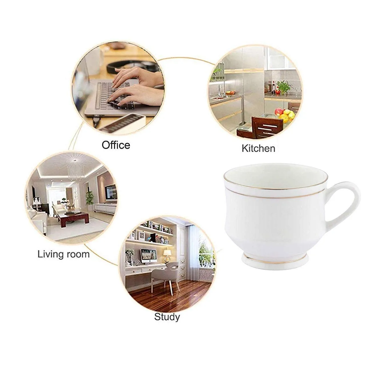 EZRA Bone China Cup Set with Gold Line Series Tea/Coffee Cup Set Special for Drink Tea, Coffee, with Elegant Golden Line, Coffee Mugs for Home Office Set of - 6 Pieces (140 ml)