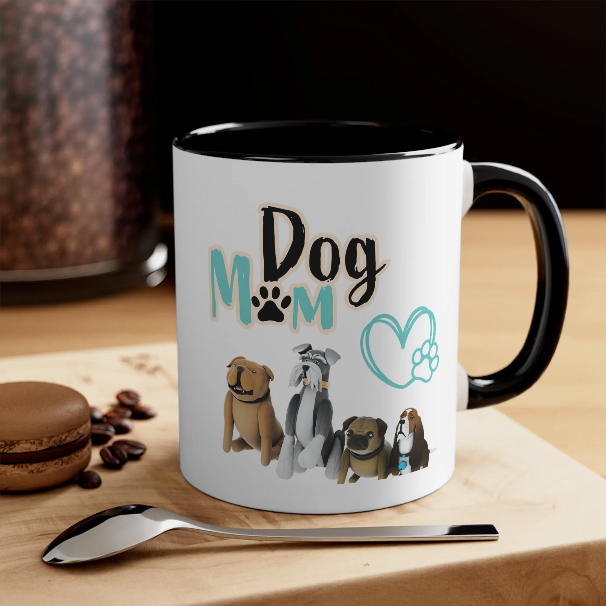 Fantastic Dog Mom with Cute Dogs on Multi-Color Coffee Mug for Dog Owners