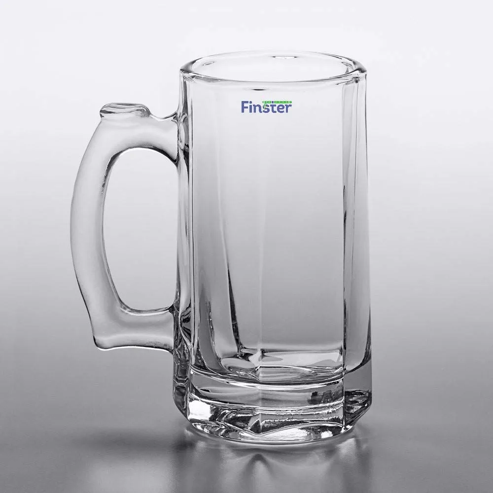 FINSTER Crystal Beer Mugs Set of 2 with Strong Handle 400ml (Premium Fancy Beer Mug for Husband)