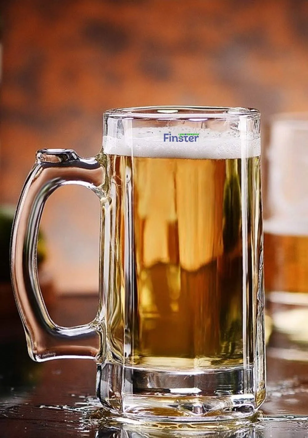 FINSTER Crystal Beer Mugs Set of 2 with Strong Handle 400ml (Premium Fancy Beer Mug for Husband)