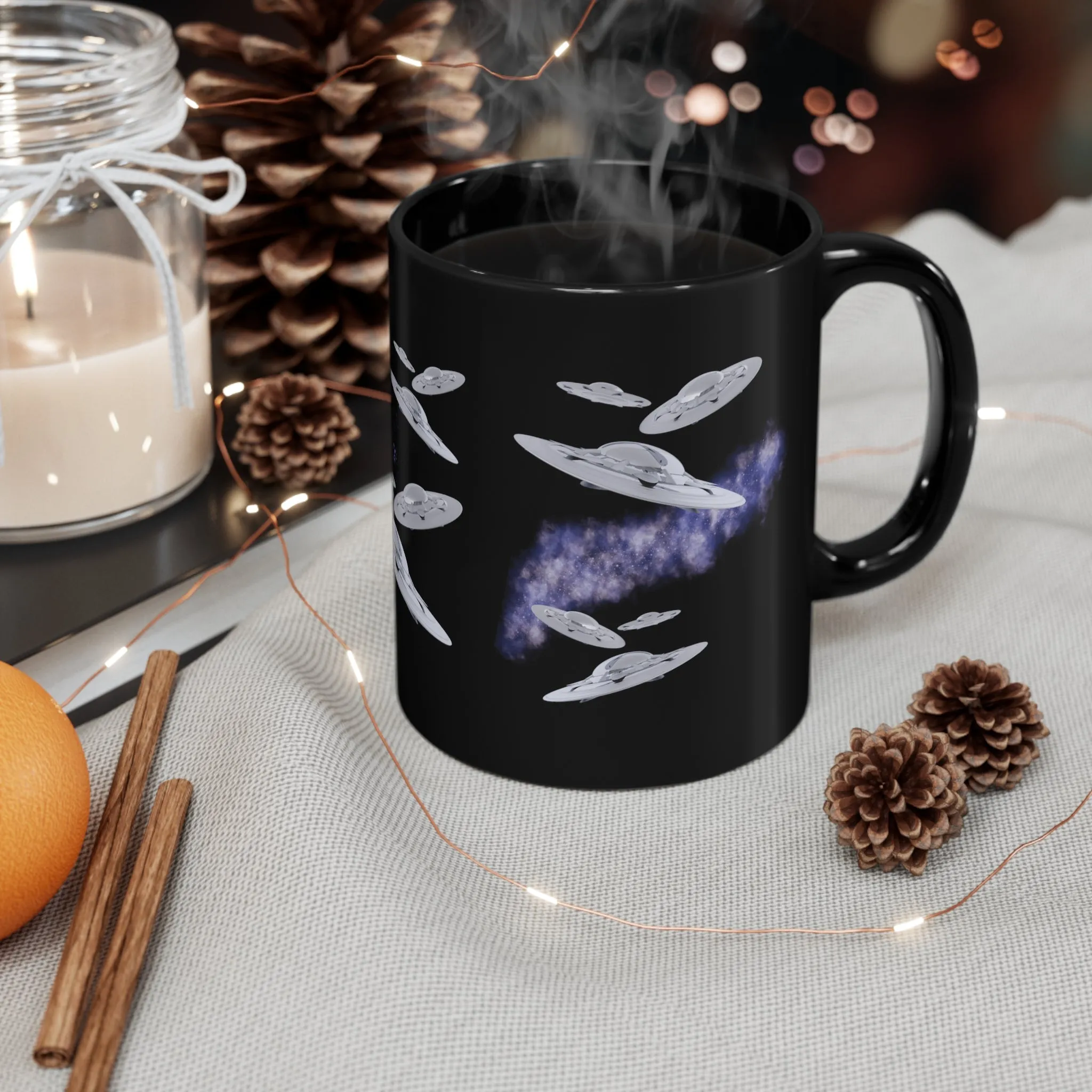 Flying UFO's Black Coffee Tea Mug