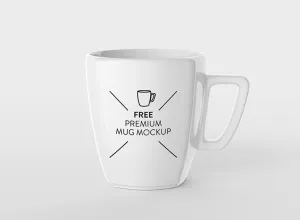 Free Clean White Ceramic Coffee Mug Mockup