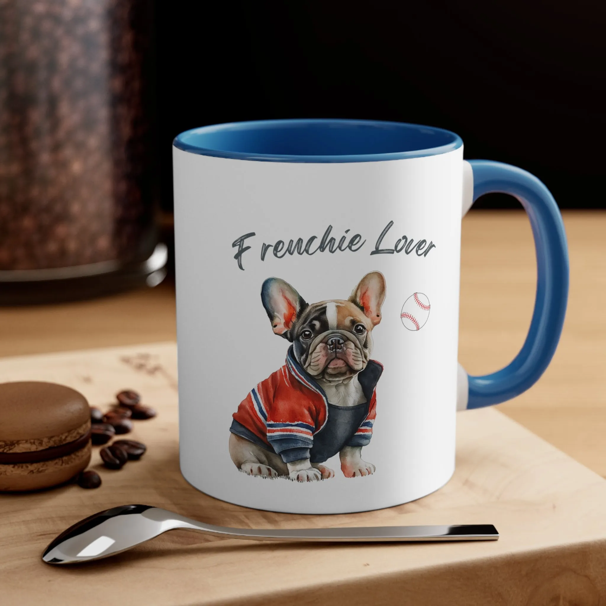 Frenchie Lover with Baseball Multi-Color Coffee Mug for Dog Lovers