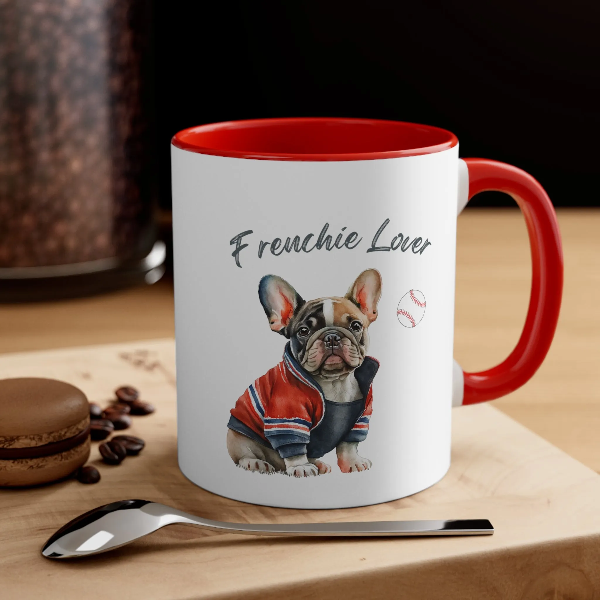 Frenchie Lover with Baseball Multi-Color Coffee Mug for Dog Lovers