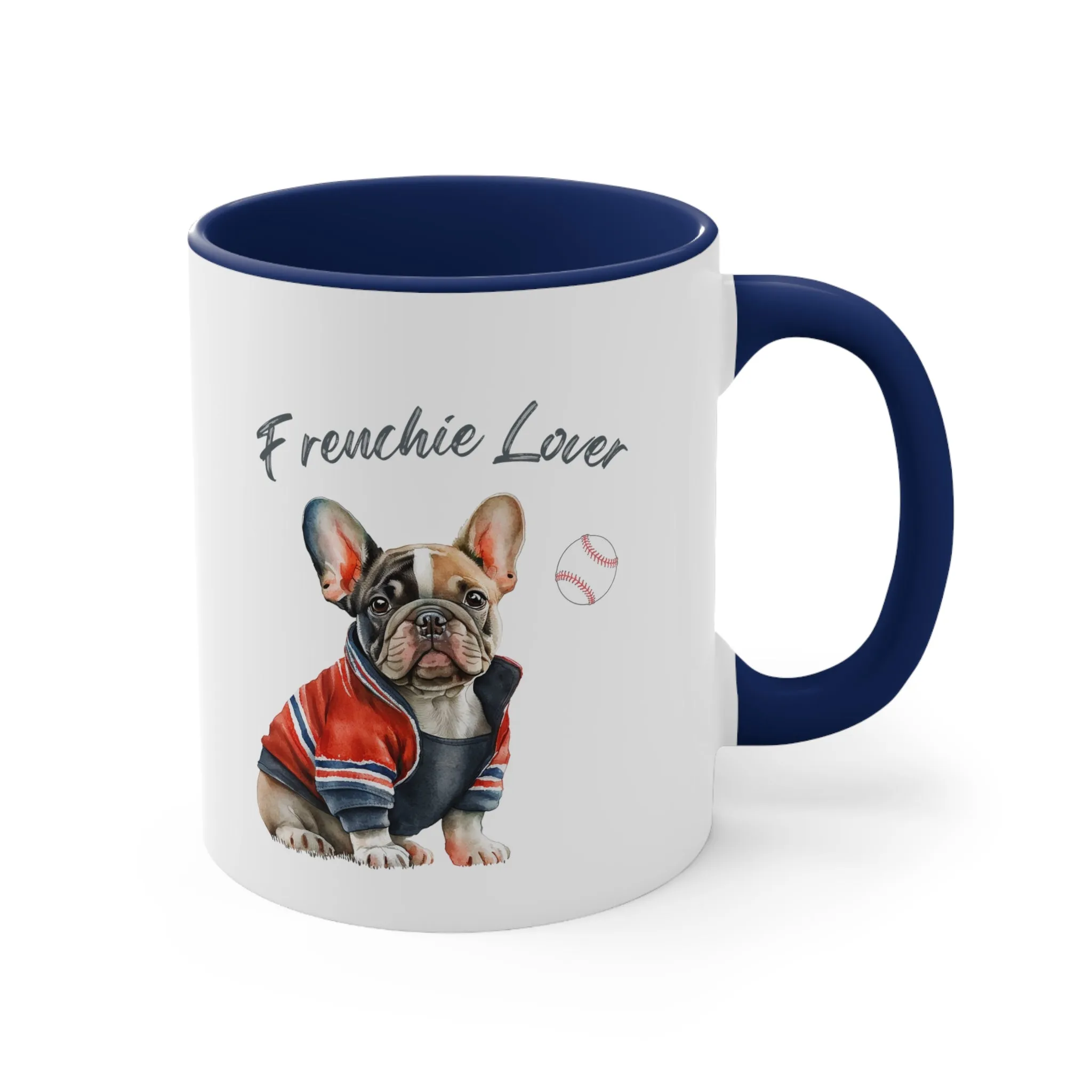 Frenchie Lover with Baseball Multi-Color Coffee Mug for Dog Lovers