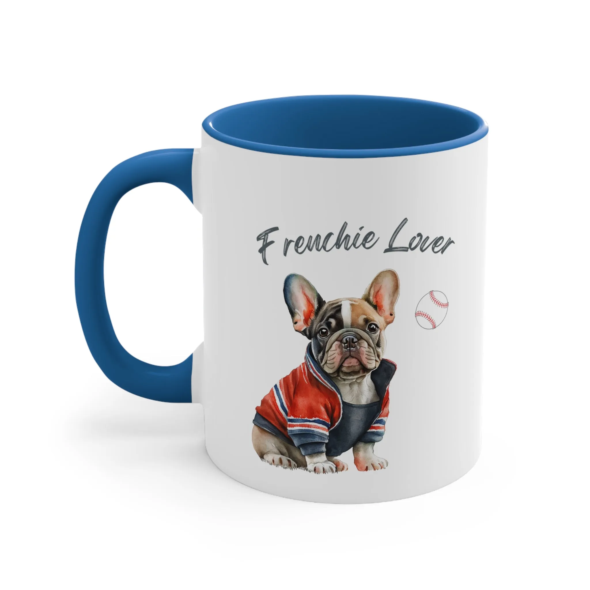 Frenchie Lover with Baseball Multi-Color Coffee Mug for Dog Lovers