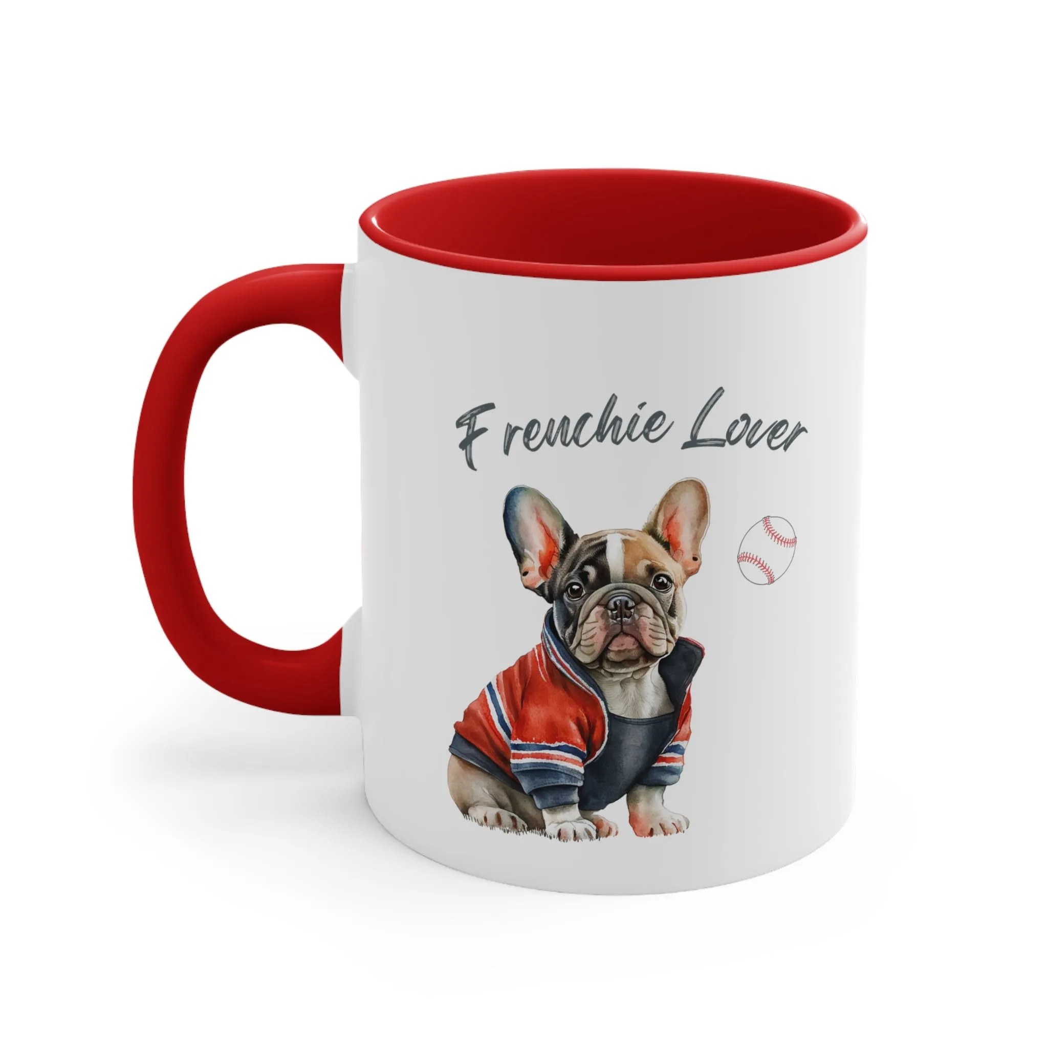 Frenchie Lover with Baseball Multi-Color Coffee Mug for Dog Lovers