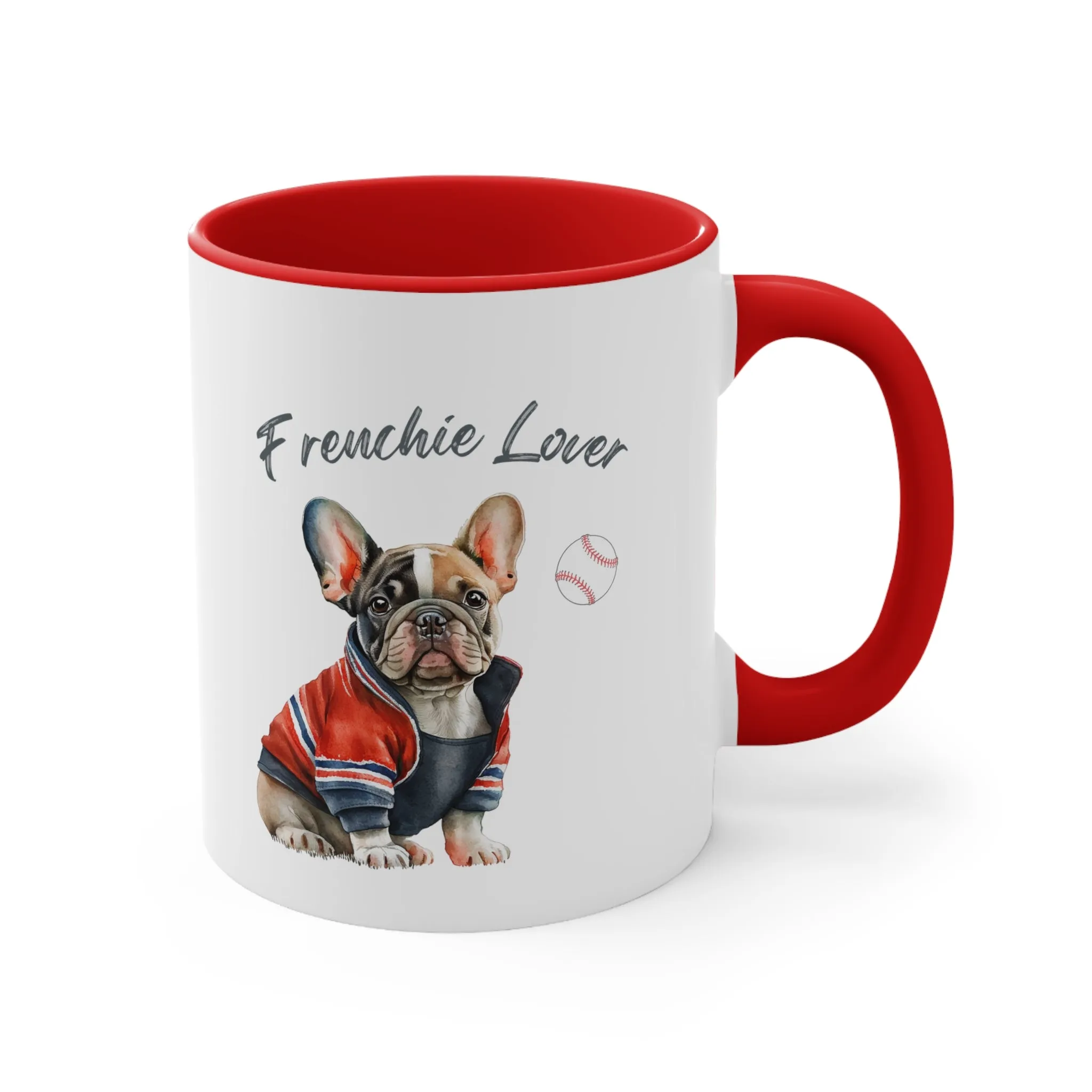 Frenchie Lover with Baseball Multi-Color Coffee Mug for Dog Lovers