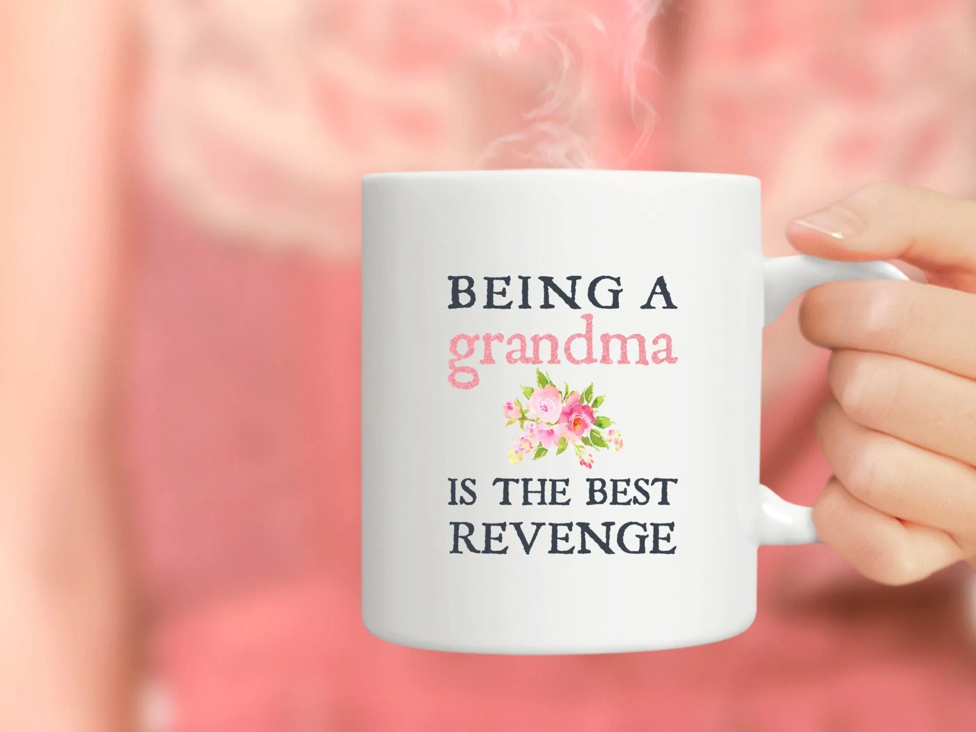 Funny Grandma Gift, Being A Grandma Is The Best Revenge, Personalized Cup, Custom Photo Coffee Mug, Grandparent To Be