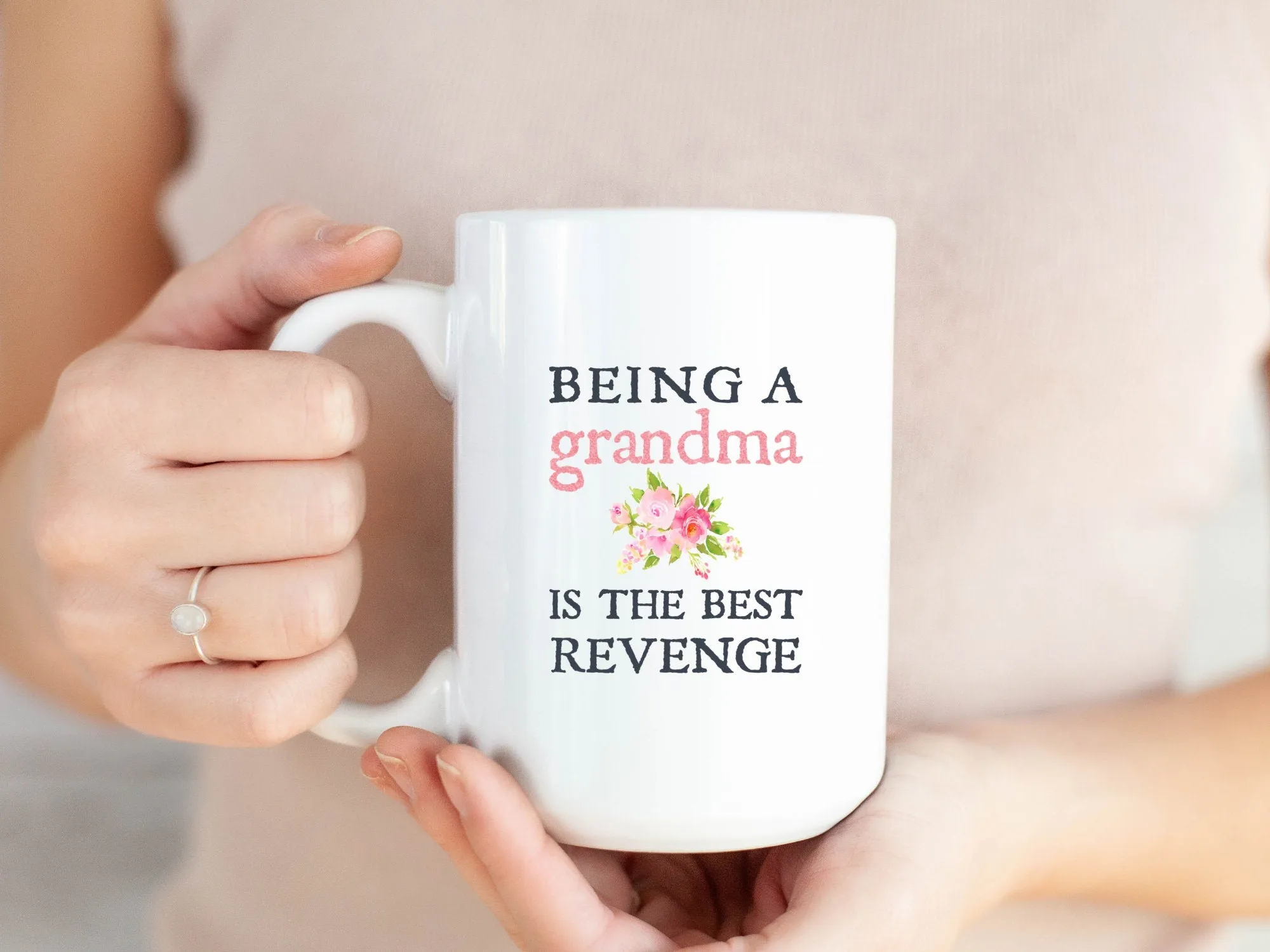 Funny Grandma Gift, Being A Grandma Is The Best Revenge, Personalized Cup, Custom Photo Coffee Mug, Grandparent To Be