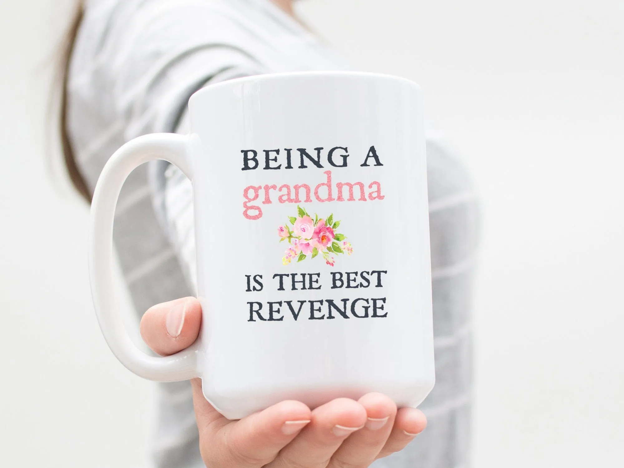 Funny Grandma Gift, Being A Grandma Is The Best Revenge, Personalized Cup, Custom Photo Coffee Mug, Grandparent To Be