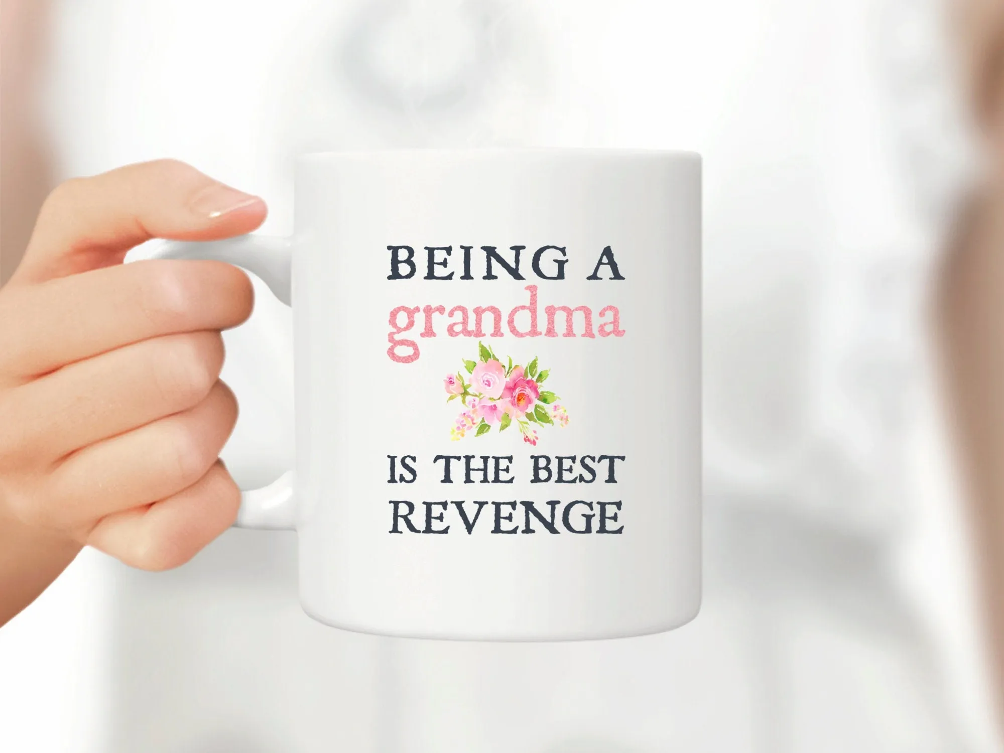 Funny Grandma Gift, Being A Grandma Is The Best Revenge, Personalized Cup, Custom Photo Coffee Mug, Grandparent To Be