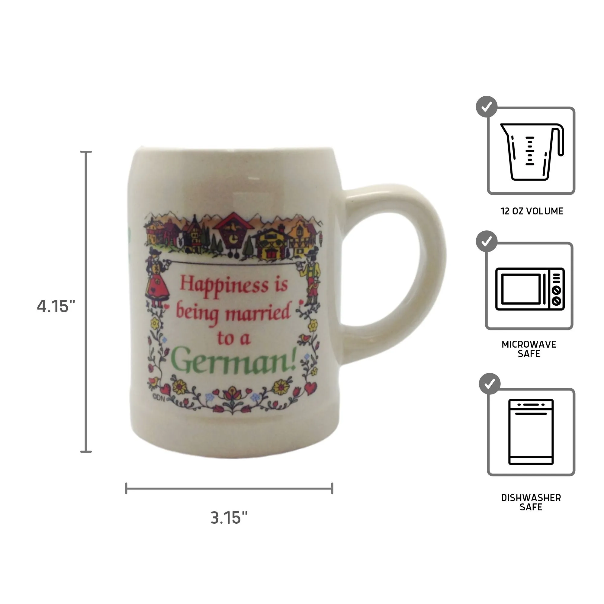 German Coffee Cup: "Happiness Married to German"