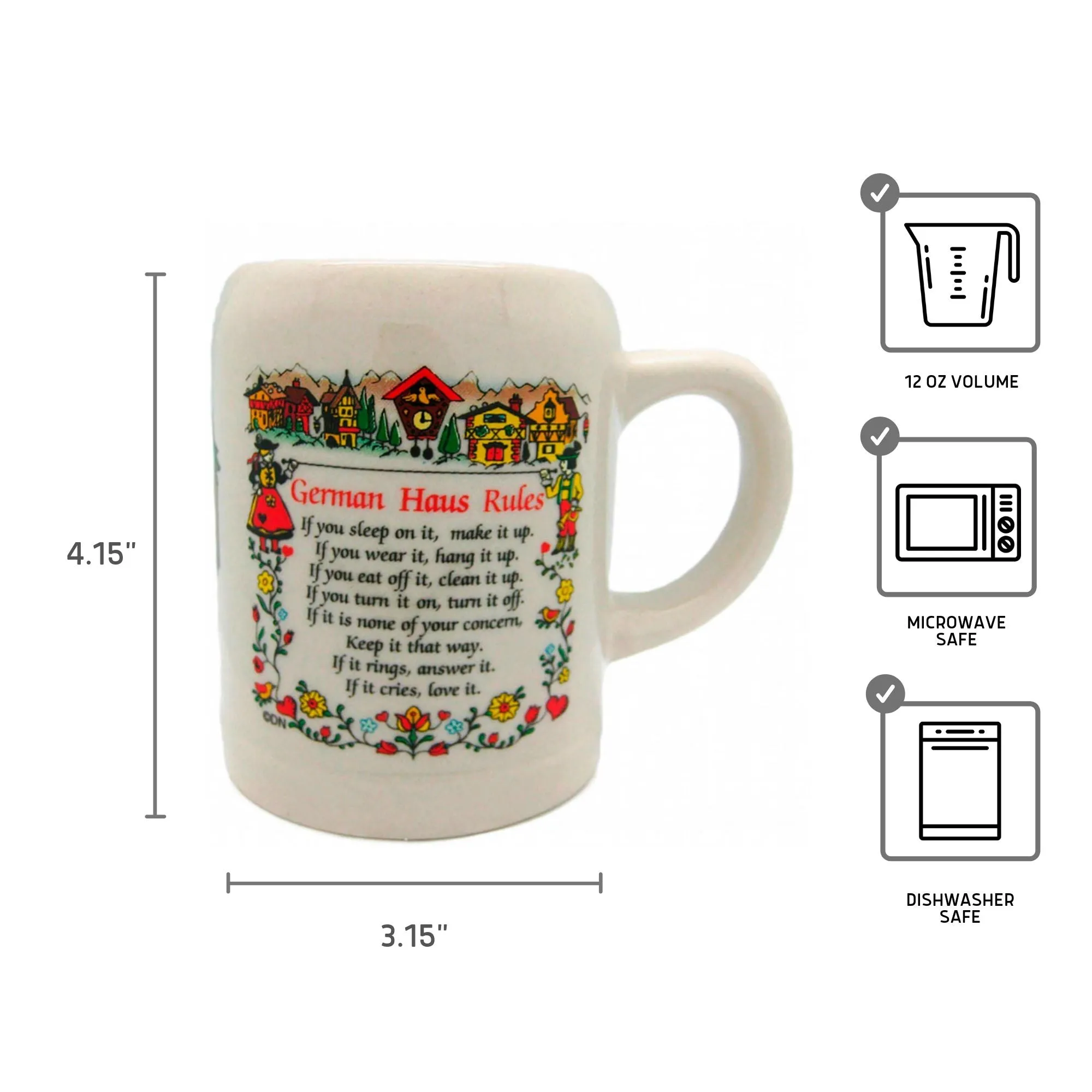 German Coffee Mug with "German Haus Rules"