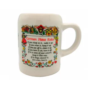 German Coffee Mug with "German Haus Rules"