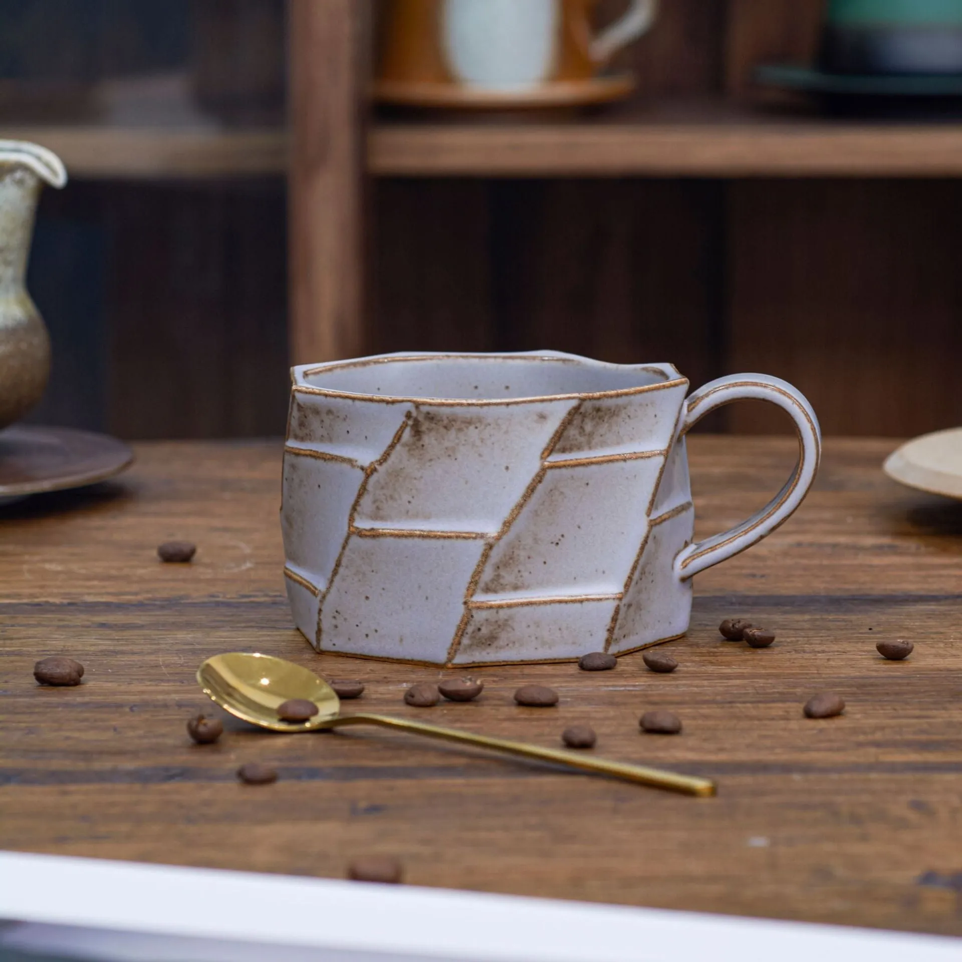 Gohobi White and Purple Ceramic Mug