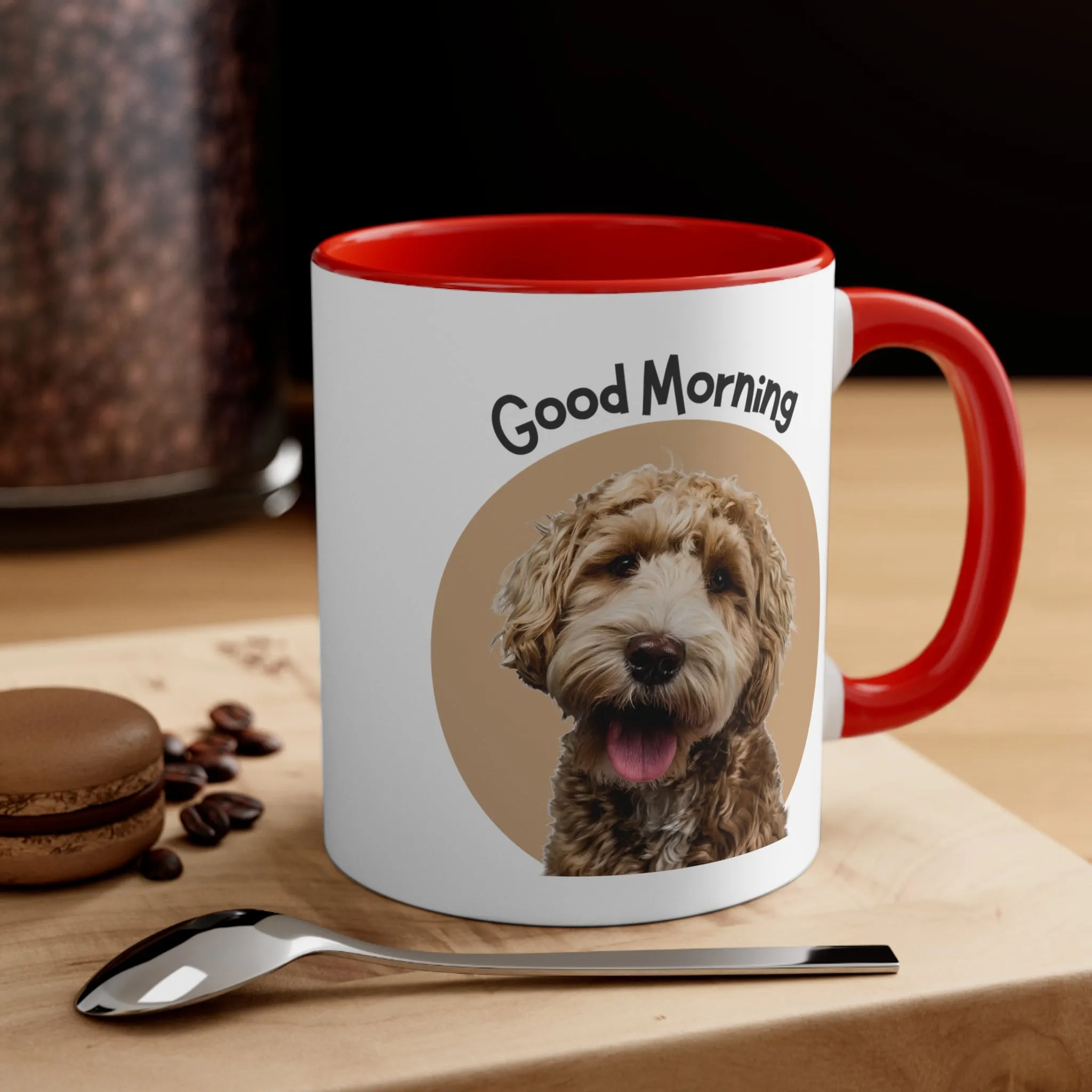 Good Morning Custom Golden Doodle Coffee Mug, 11oz Multi Colors, Dog Lover, Pet Owners,