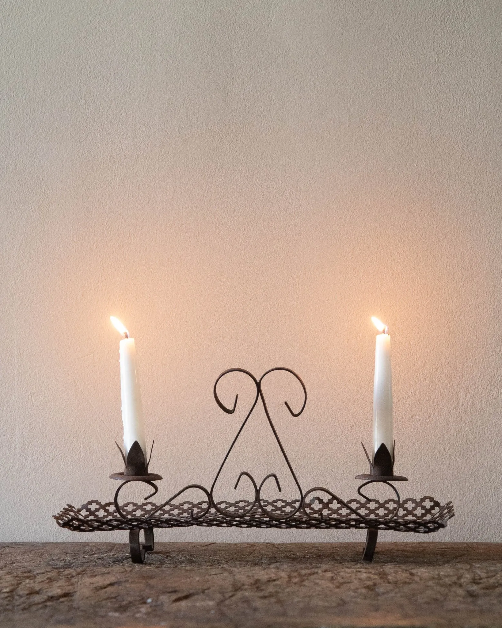 Gothic Style Iron Double Candle Holder