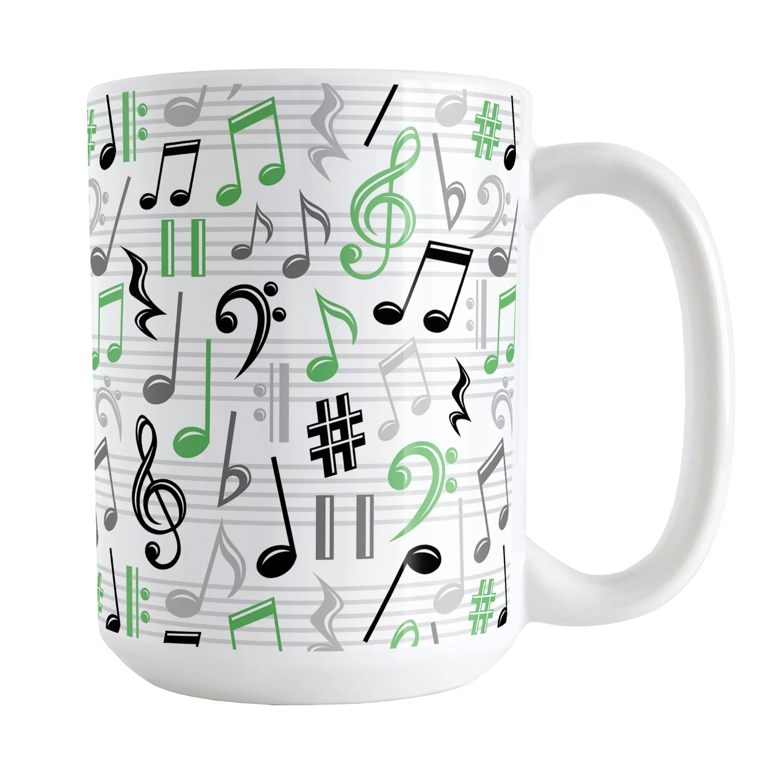 Green Music Notes Pattern Mug