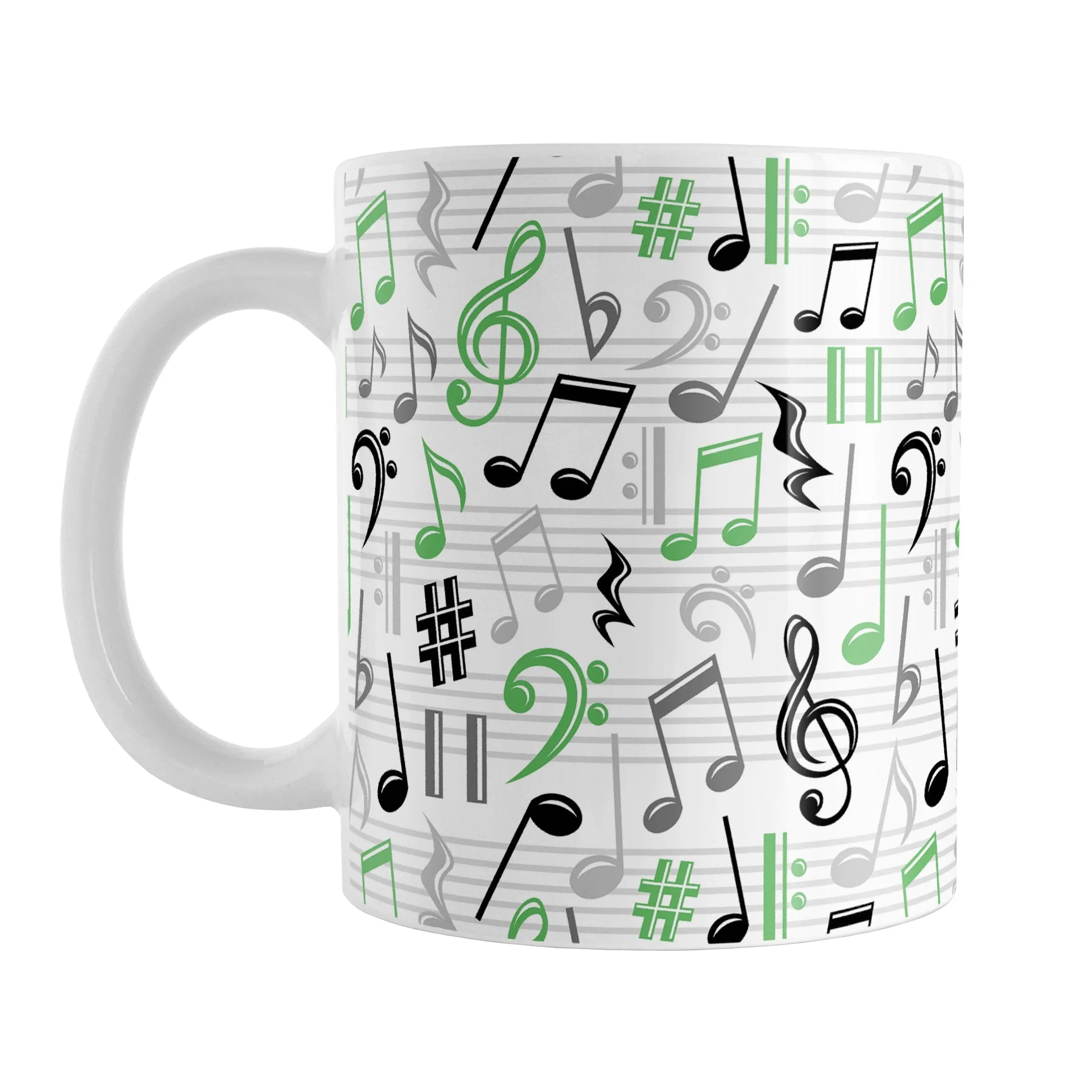 Green Music Notes Pattern Mug