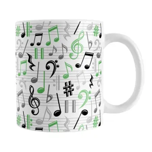 Green Music Notes Pattern Mug