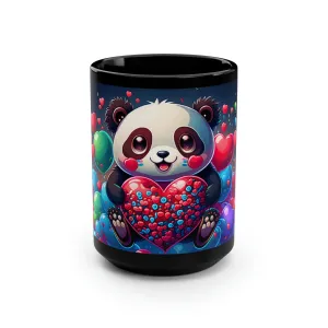 Happy Panda with Hearts - 15 oz Coffee Mug