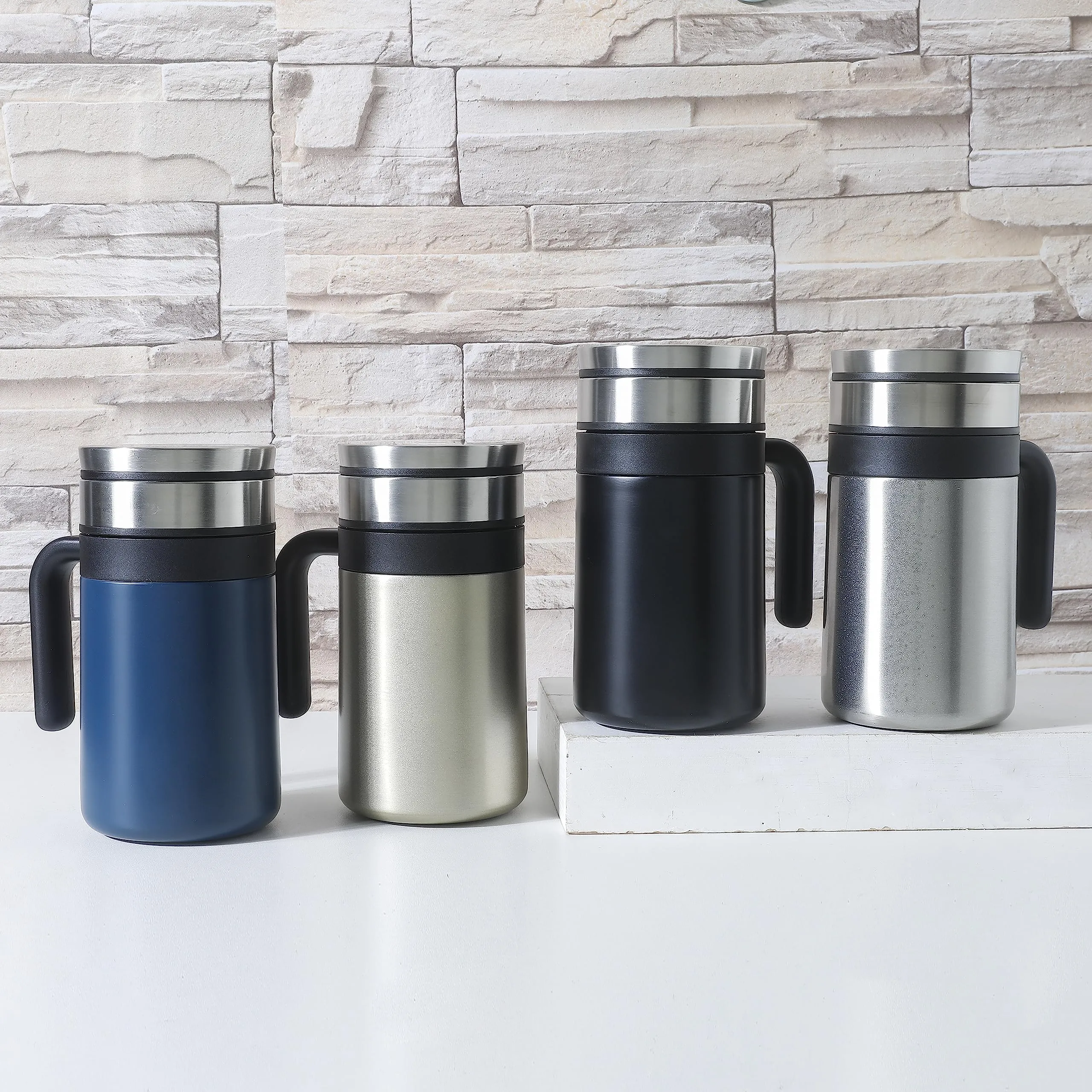 Homestic Stainless Steel Vacuum Insulated Travel Mug with Lid 420 ML (Silver)